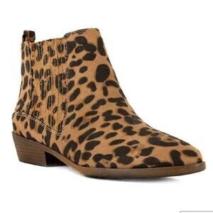Leopard Print Suede Ankle Booties‎ Womens Size 6 Western Boho Cowgirl Chic